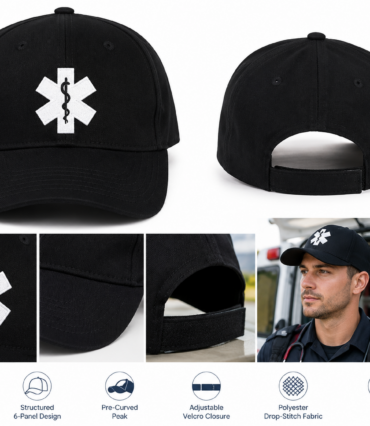 Navy 6 Panel Alloy Cap with Embroidered Star of Life