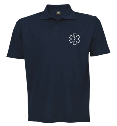 Navy Blue Paramedic Medic Golf Shirt with Star of Life