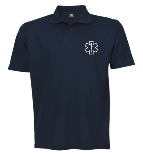 Navy Blue Paramedic Medic Golf Shirt with Star of Life